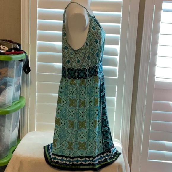Maggy London Blue Green Sundress Sleeveless Midi - Picture 6 of 11